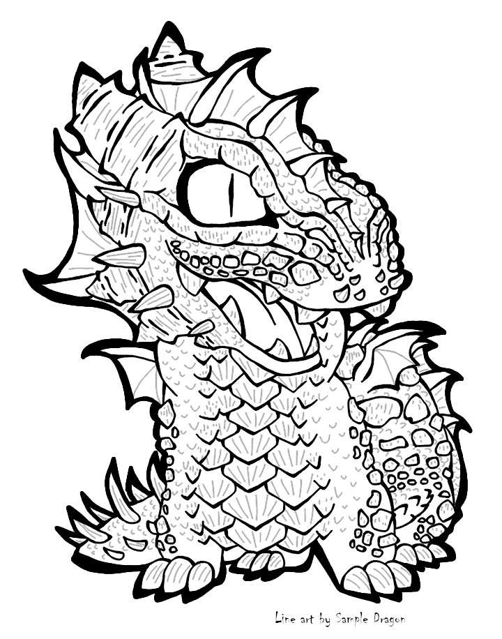 Water Dragon Coloring Page Free2Use by SampleDragon -- Fur Affinity [dot]  net