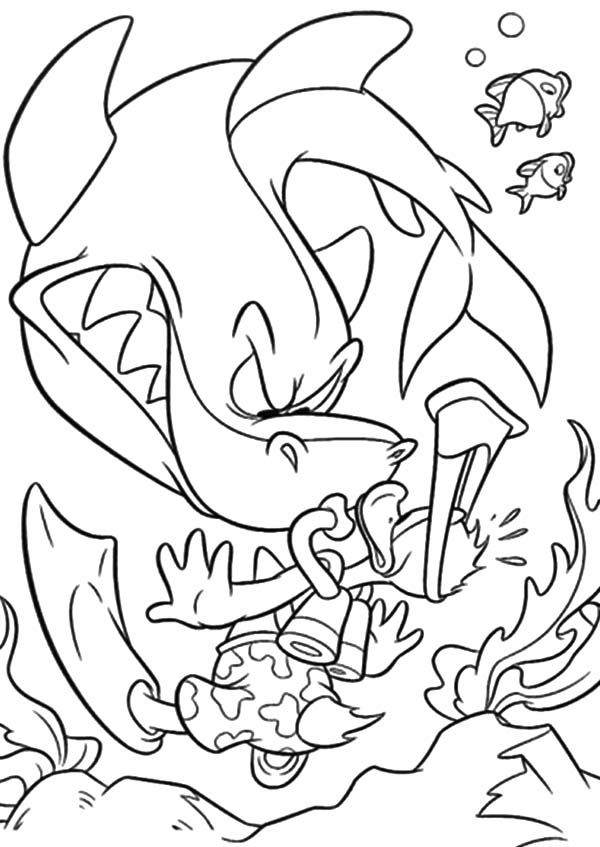 Duck Tales Donald Duck is Scared ti a Shark Coloring Pages - Free ...