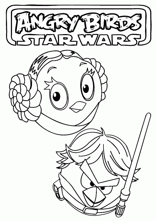 Angry Birds Star Wars Princess Leia and Luke Skywalker Coloring ...