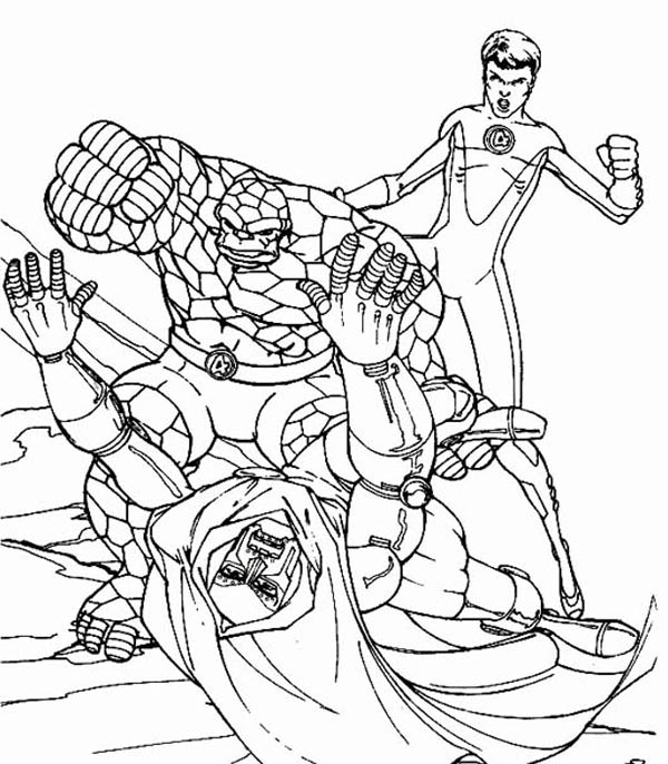 Fantastic Four Defeat Doctor Doom Coloring Pages : Bulk Color