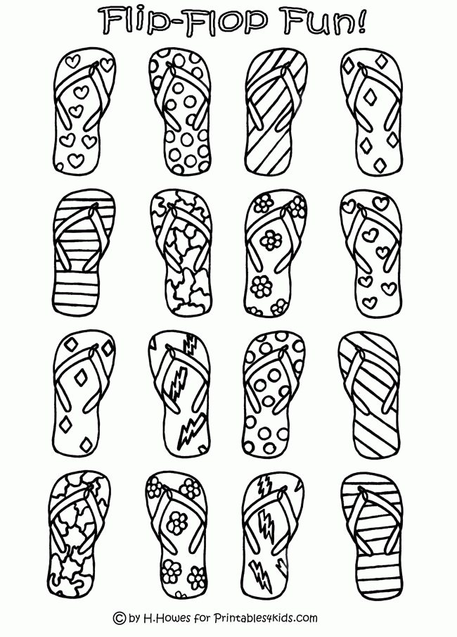 Printable Coloring Pages Flip Flops - Coloring Home
