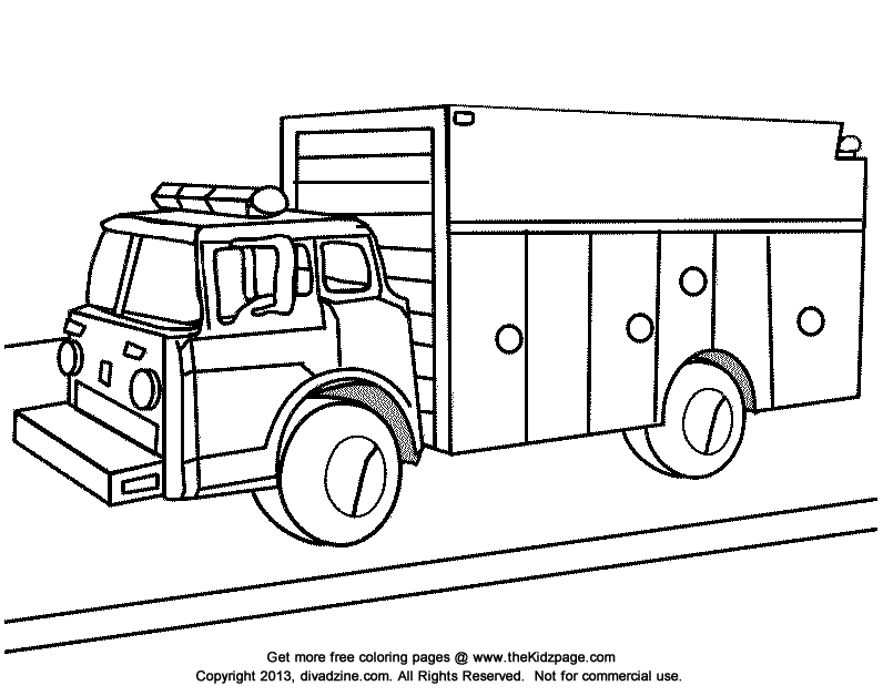 Fire Truck - Free Coloring Pages for Kids - Printable Colouring Sheets