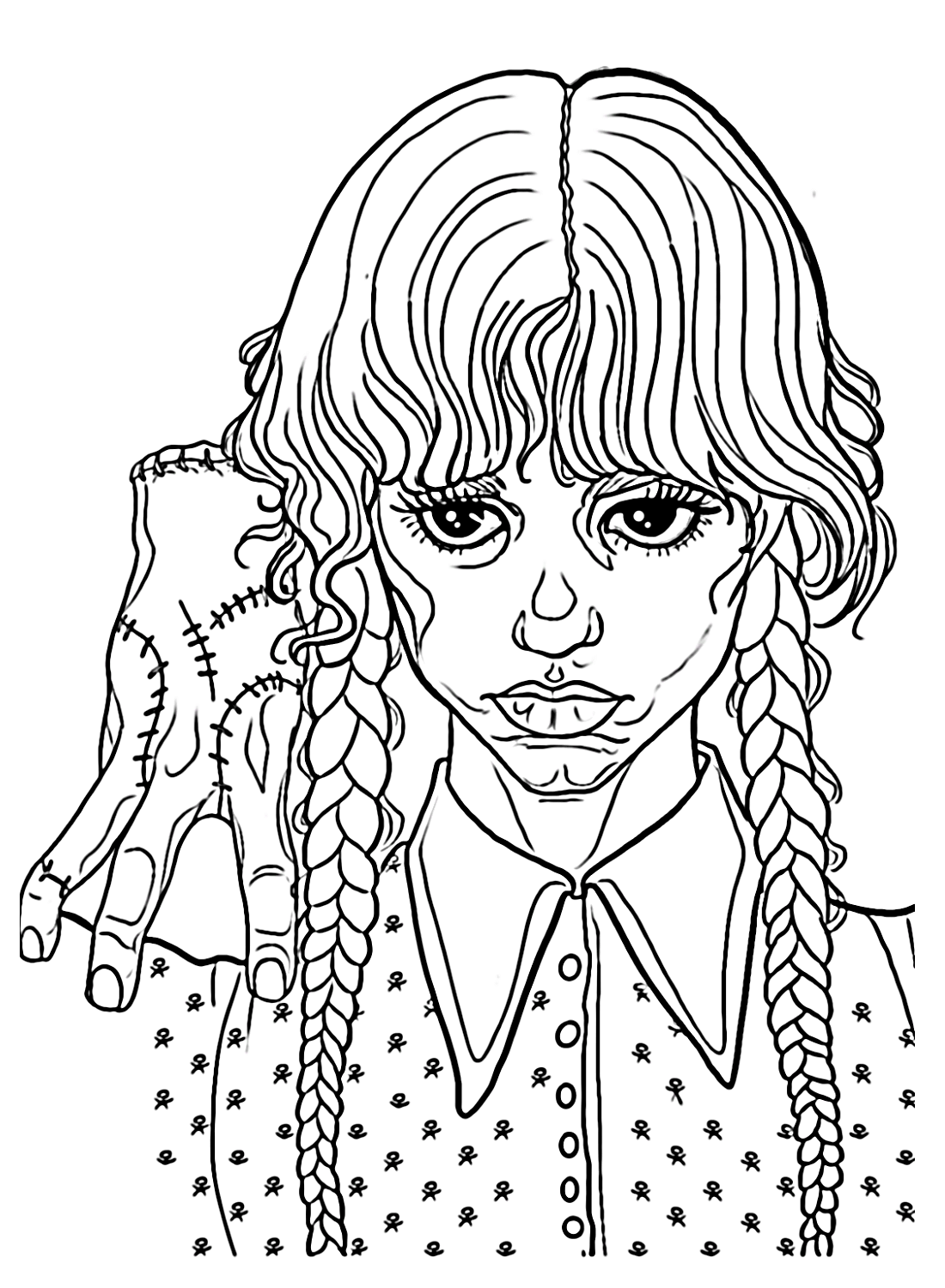 Wednesday Addams with Thing Coloring Pages - Wednesday Coloring Pages - Coloring  Pages For Kids And Adults