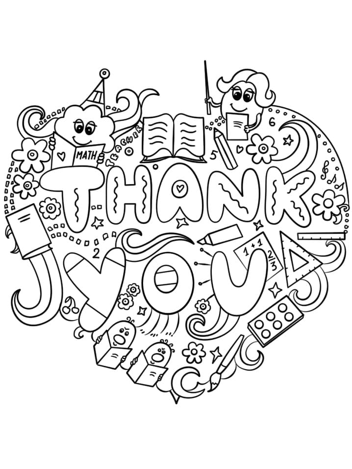 Thank You Teacher Doodle Coloring Page - Free Printable Coloring Pages for  Kids
