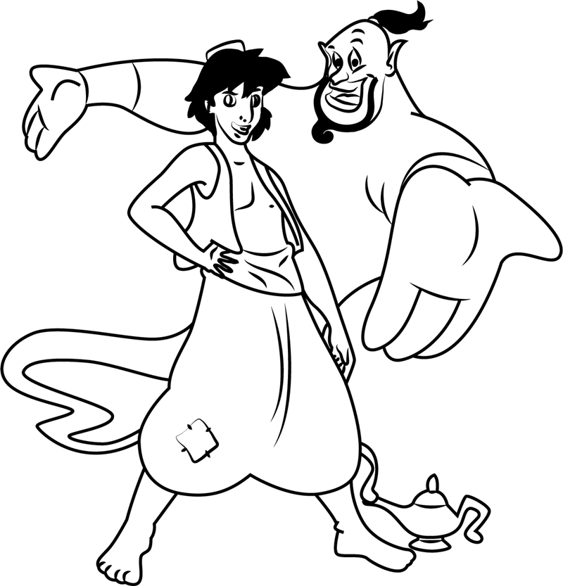Aladdin And Genie Coloring Page - Free Printable Coloring Pages ...