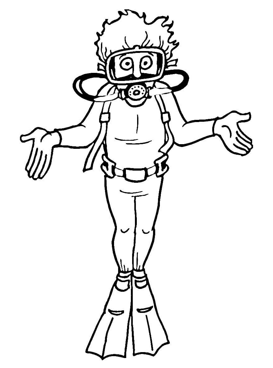 A Man With Diving Suit Coloring Page - Free Printable Coloring Pages for  Kids