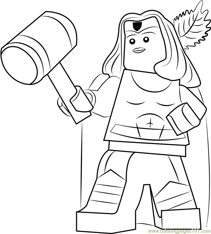 Lego Thor Girl Coloring Page for Kids - Free Lego Printable Coloring Pages  Online for Kids - ColoringPages101.com | Coloring Pages for Kids