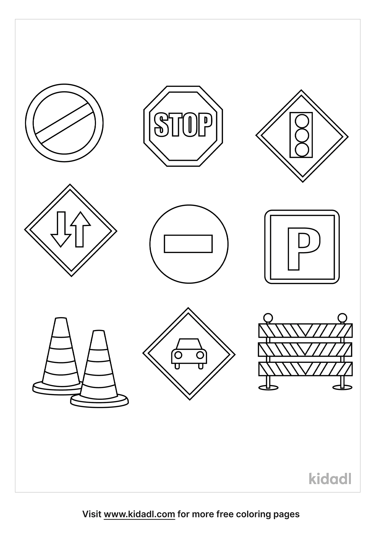 Traffic Signs For Kids Coloring Pages | Free Outdoor Coloring Pages | Kidadl