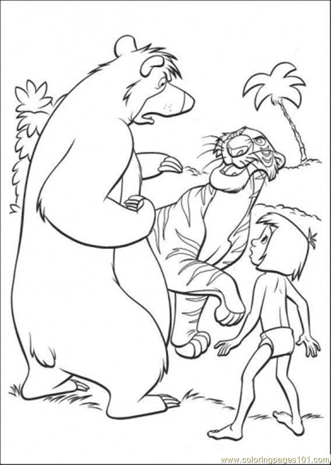 Baloo Mowgli And Shere Khan Coloring Page for Kids - Free The Jungle Book  Printable Coloring Pages Online for Kids - ColoringPages101.com | Coloring  Pages for Kids