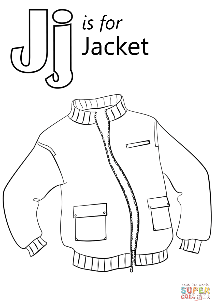 Letter J is for Jacket coloring page | Free Printable Coloring Pages