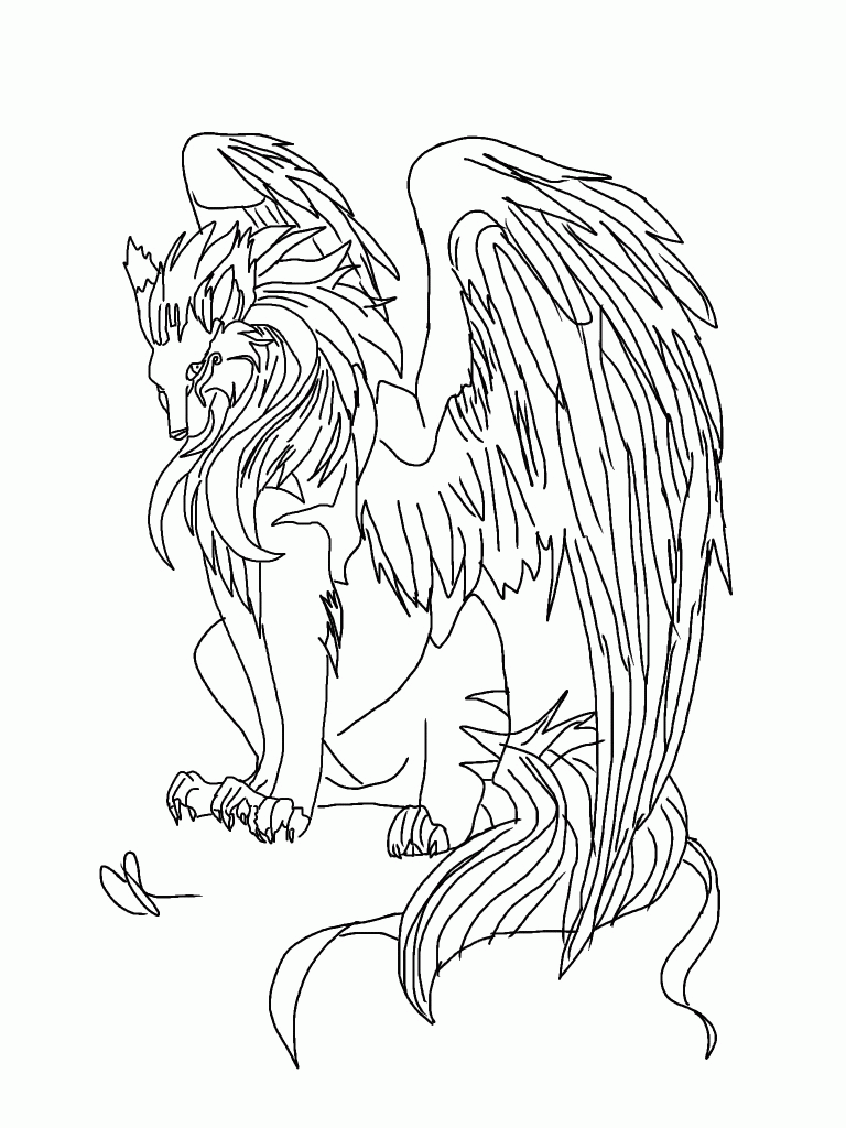 Anime Wolf With Wings Coloring Pages - Coloring Pages For All Ages