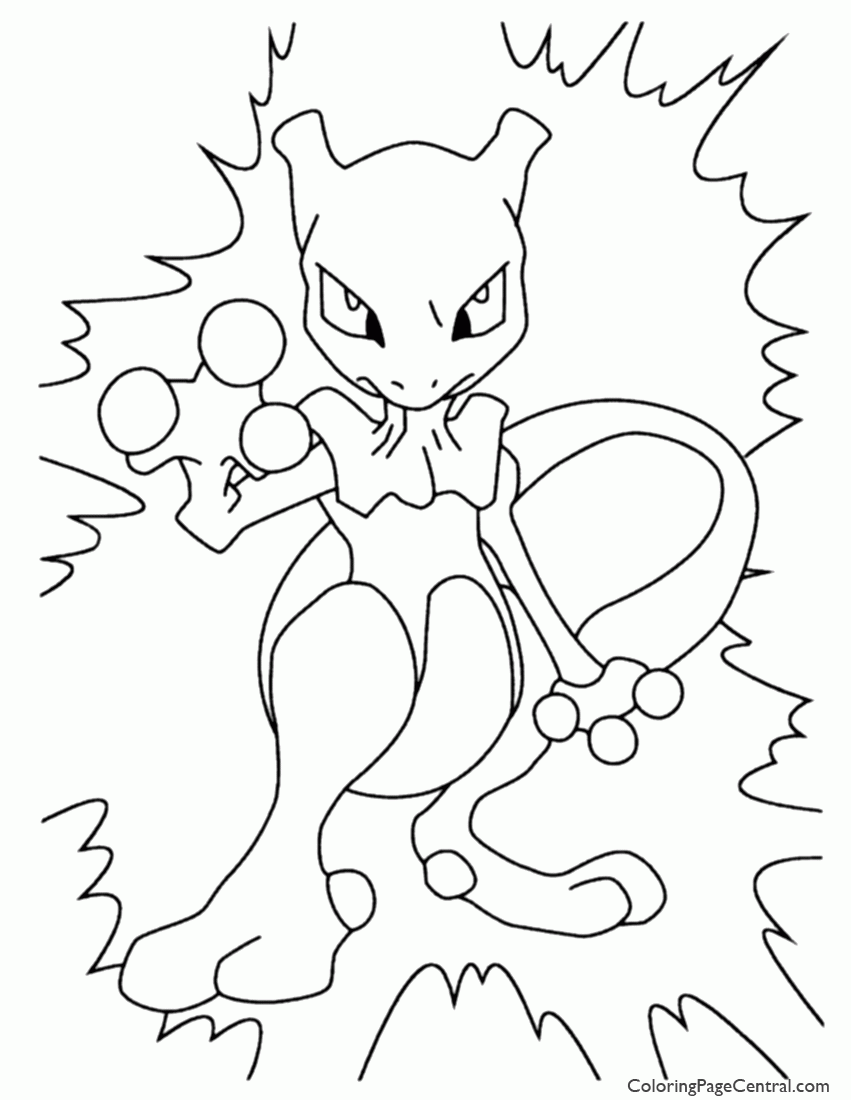 Pokemon – Mewtwo Coloring Page 01 | Coloring Page Central