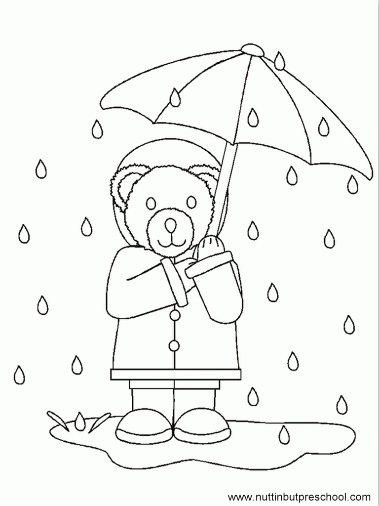 Rainy Day For Preschoolers - Coloring Pages for Kids and for Adults