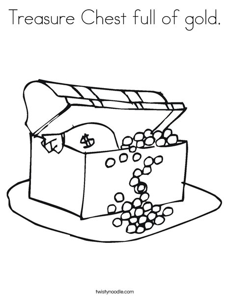 Treasure Chest full of gold Coloring Page - Twisty Noodle