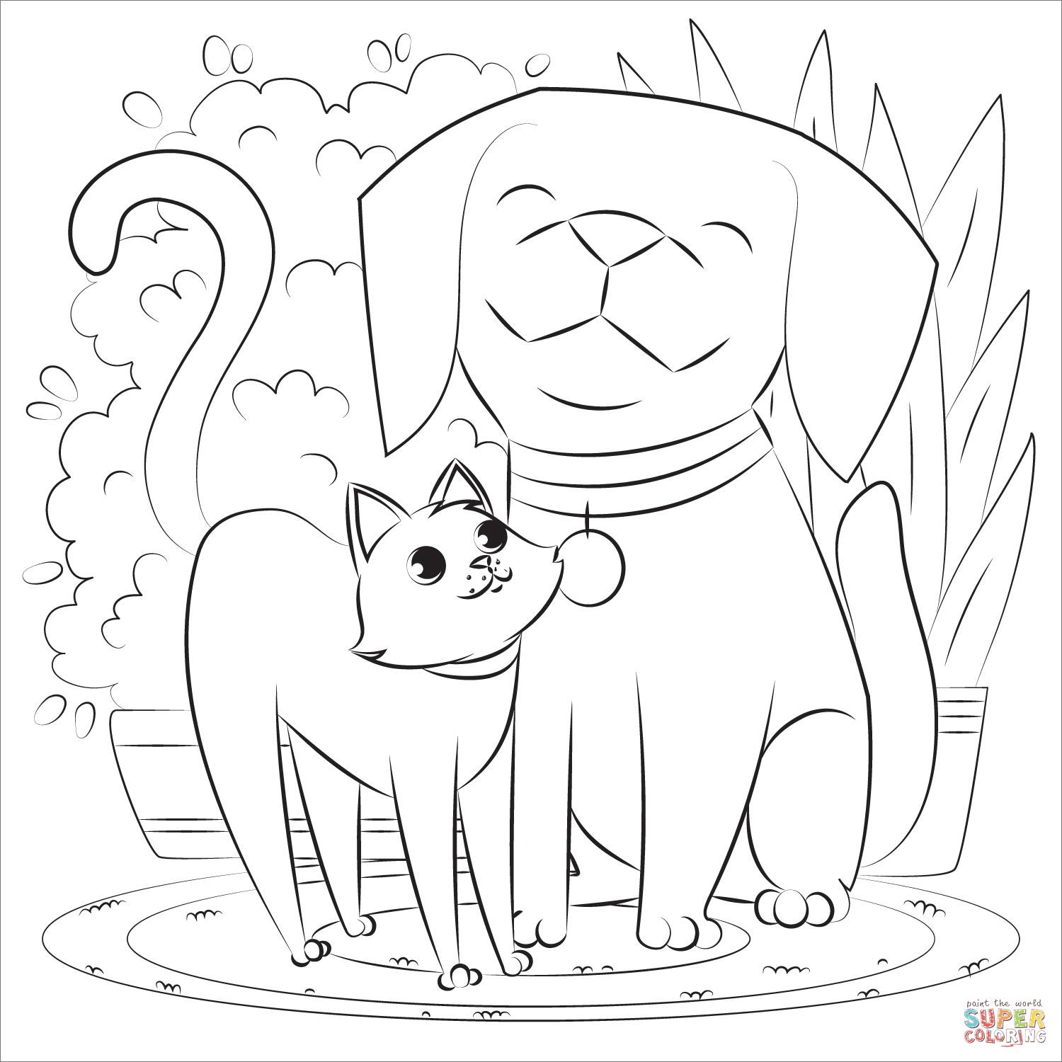 Dog and Cat coloring page | Free Printable Coloring Pages