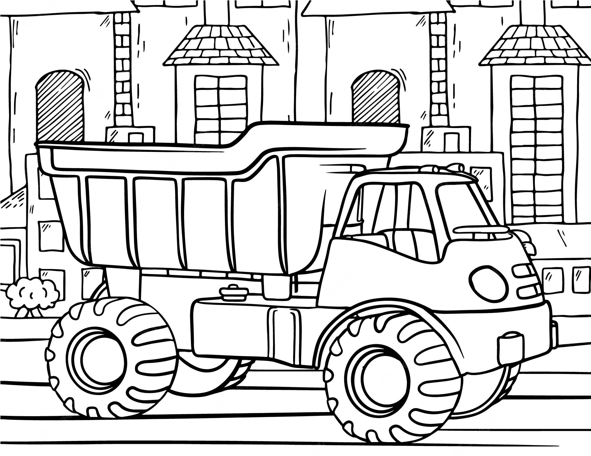Premium Vector | Dump truck coloring page for kids vehicle