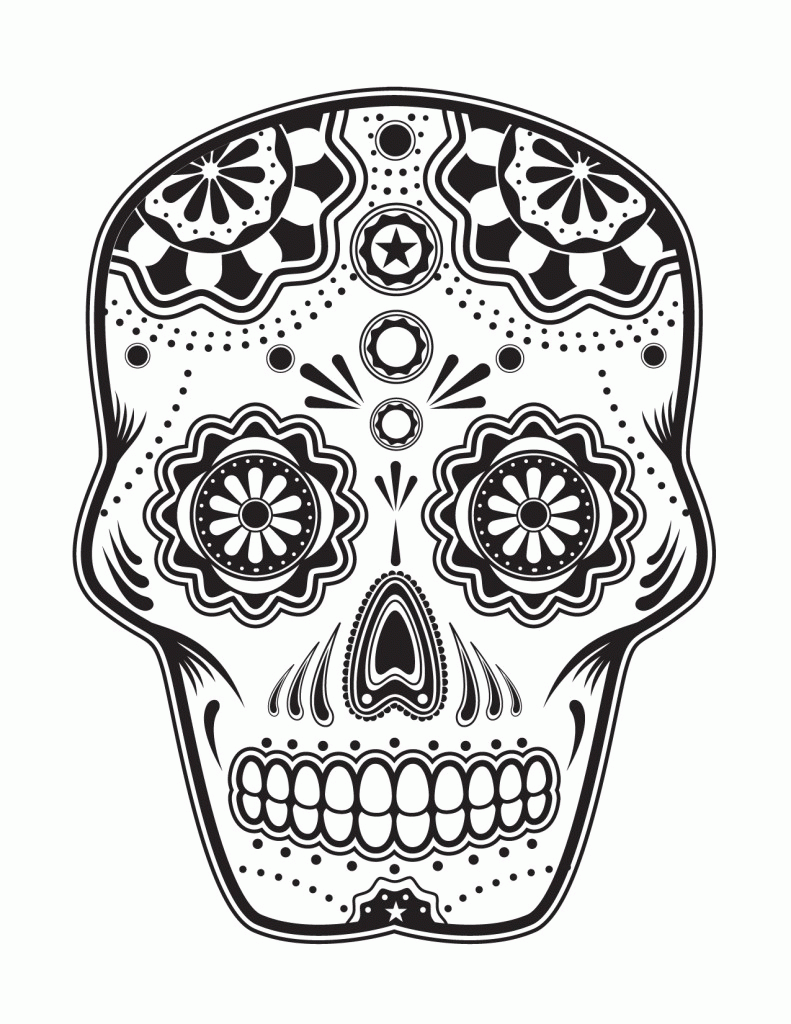 Simple Free Coloring Pages Of Mexican Day Of The Dead - Widetheme