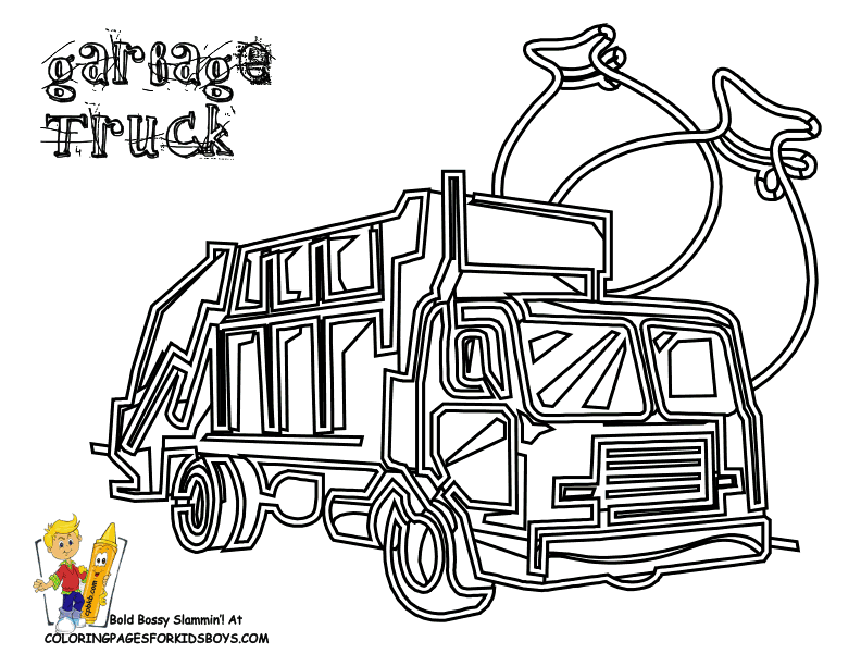 Garbage Truck Coloring Page - Coloring Page