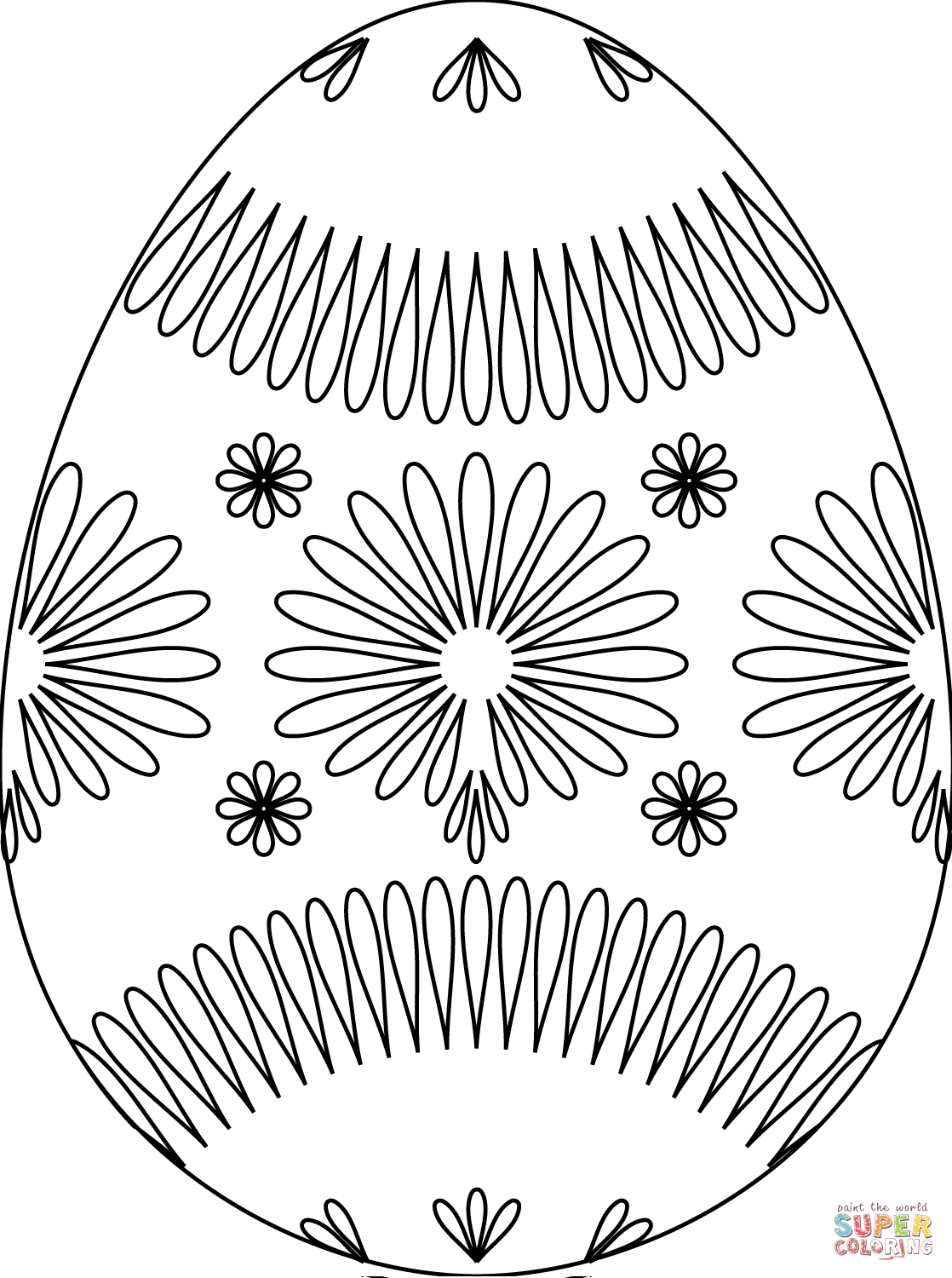 Easter Egg with Flower Pattern coloring page | Free Printable ...