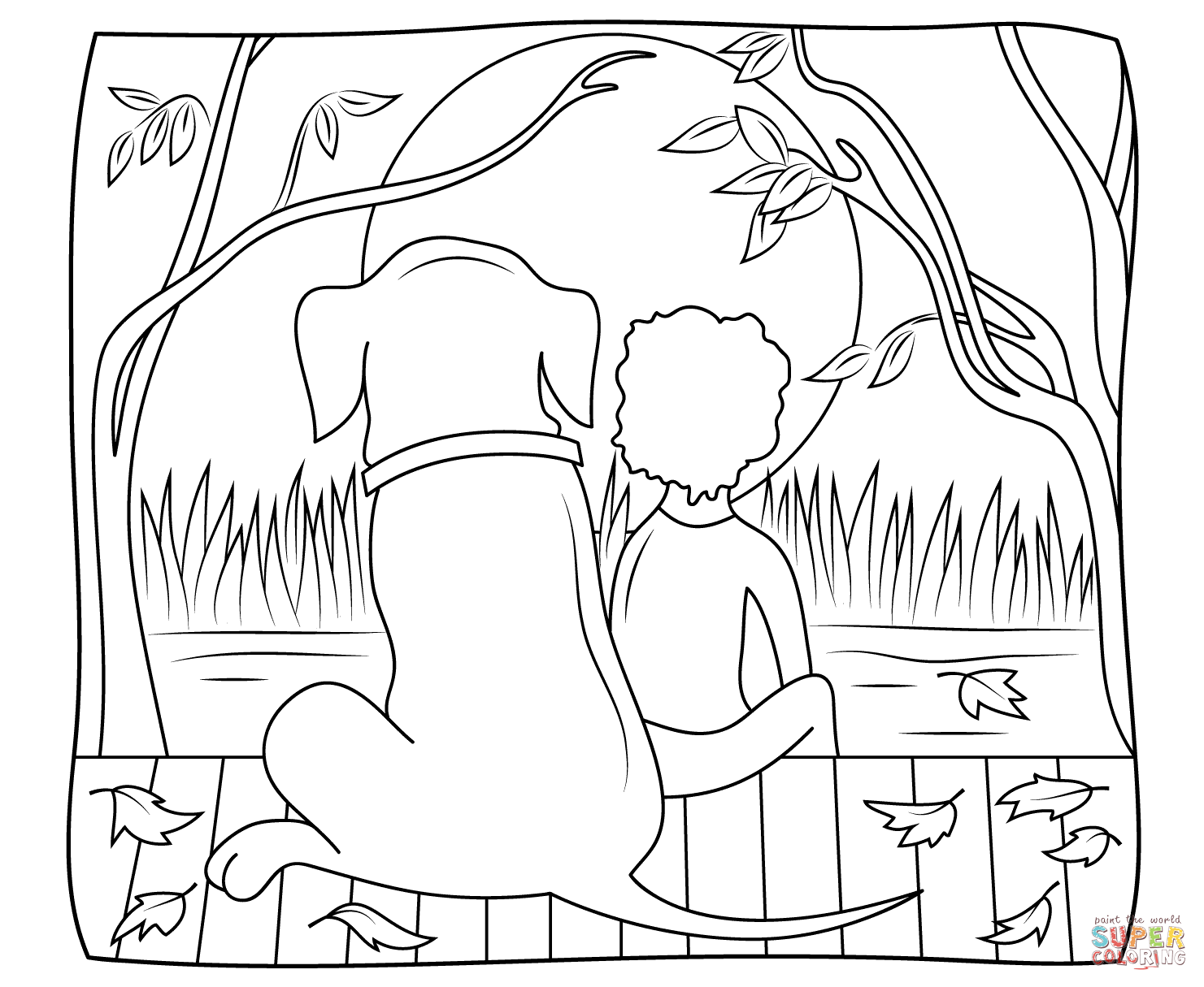 Thumbelina finds a shelter under the leaf coloring page | Free ...