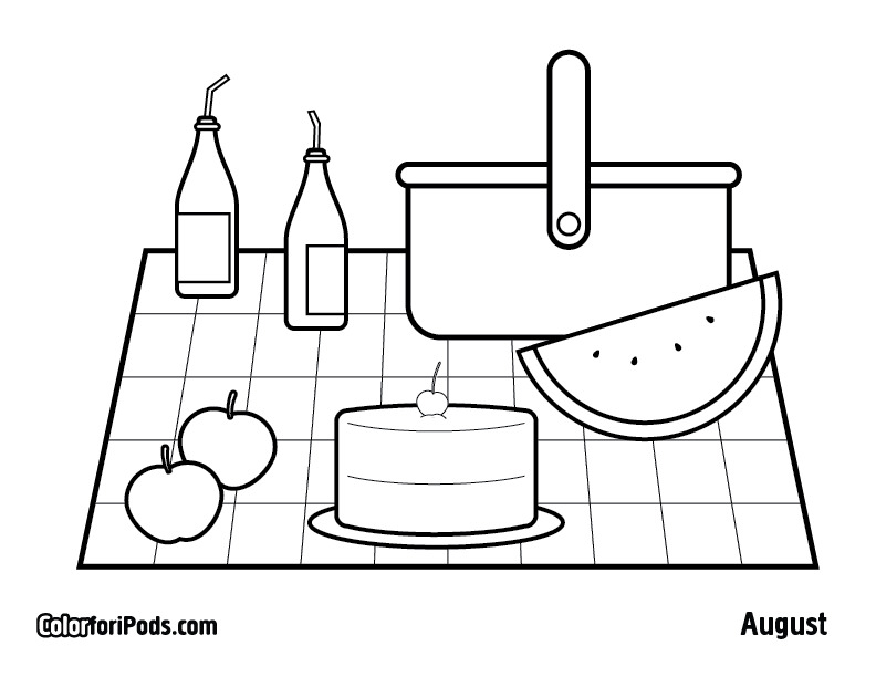 Picnic Coloring Page - Coloring Pages for Kids and for Adults