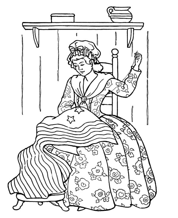 Sewing US Flag Patriots Day Coloring Pages : Best Place to Color