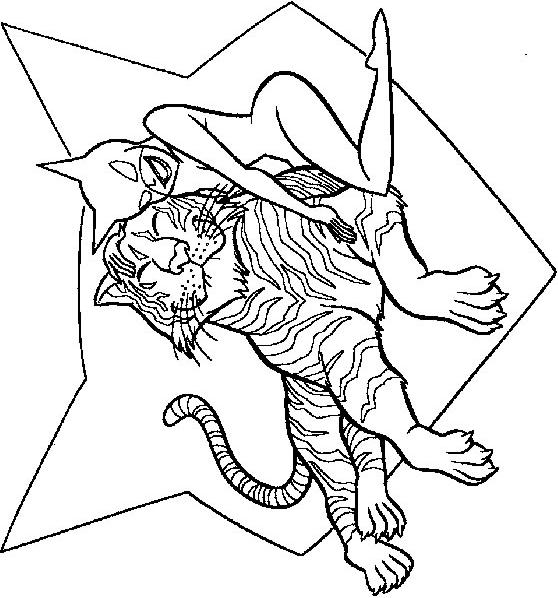 Coloring page : Catwoman and tiger - Coloring.me