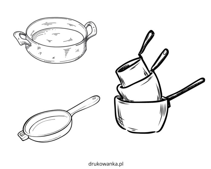Kitchenware coloring book to print and online