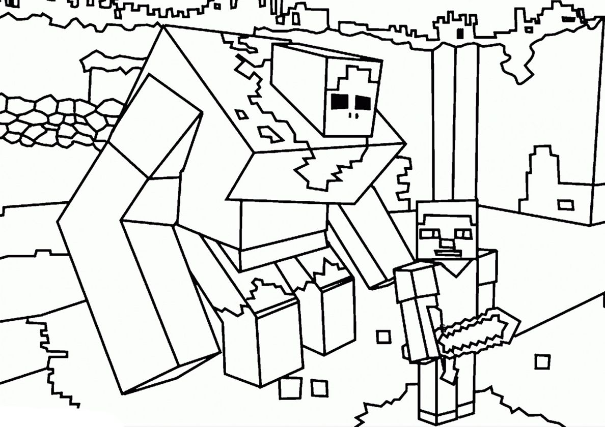 Steve and huge Golem - high-quality free coloring from the category:  Minecraft. More printa… | Minecraft coloring pages, Lego coloring pages,  Monster coloring pages