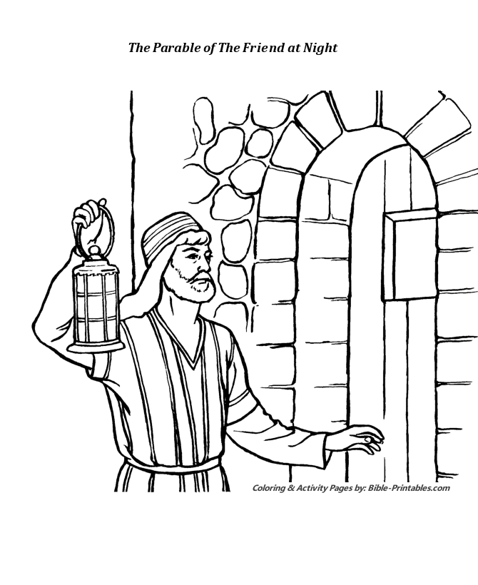 The Parable of The Friend at Night Coloring pages - The Parables of Jesus coloring  pages
