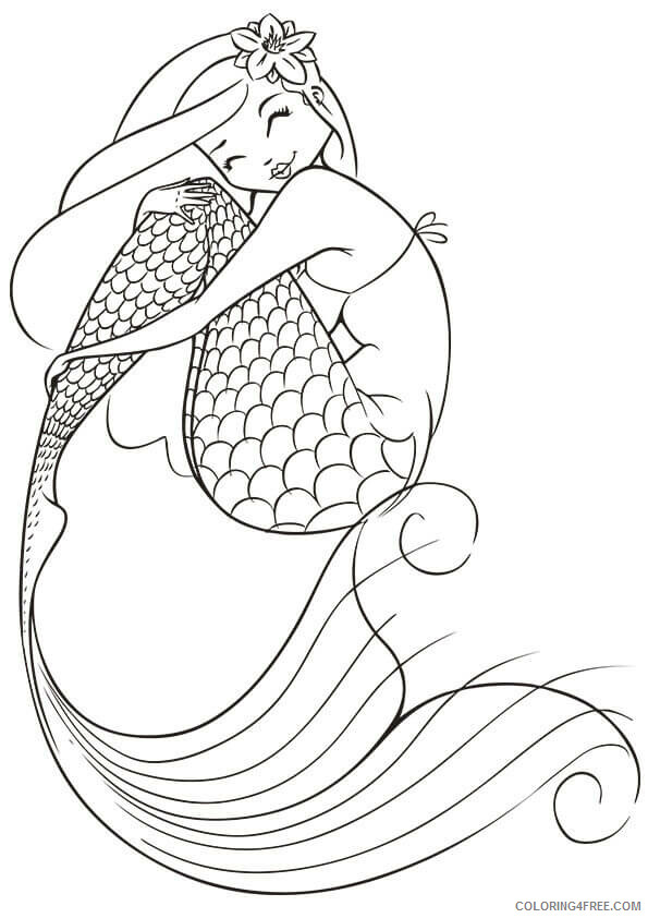 Adult Coloring Pages Mermaid Printable Sheets Adult Mermaids Free 2021 a  2016 Coloring4free - Coloring4Free.com