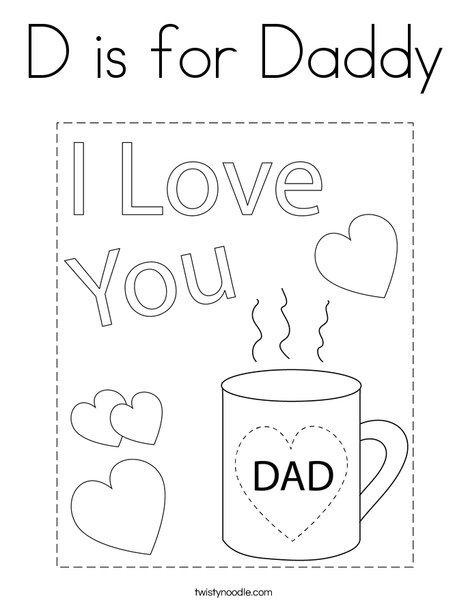 D is for Daddy Coloring Page - Twisty Noodle
