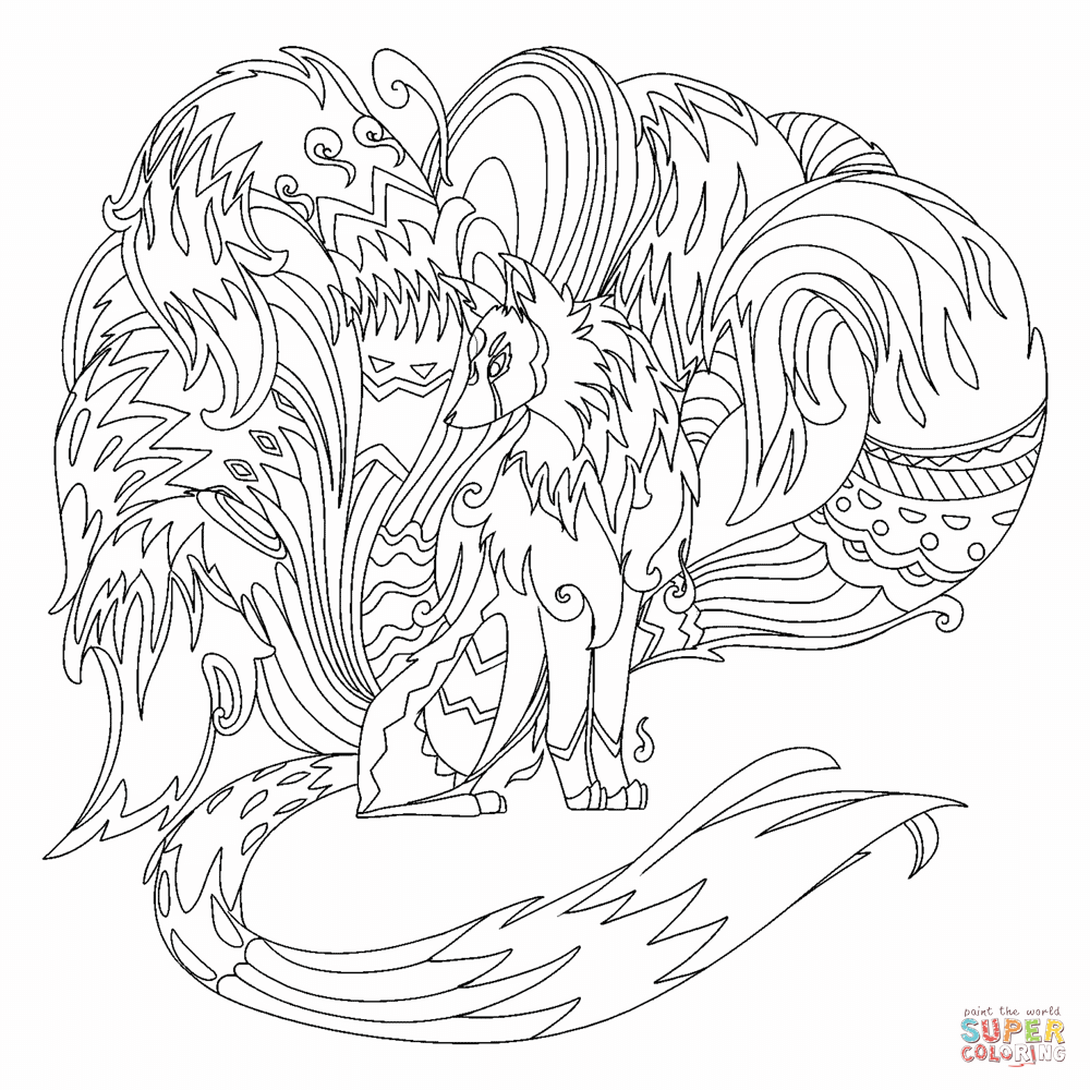 Nine-Million-Tale Fox coloring page | Free Printable Coloring Pages