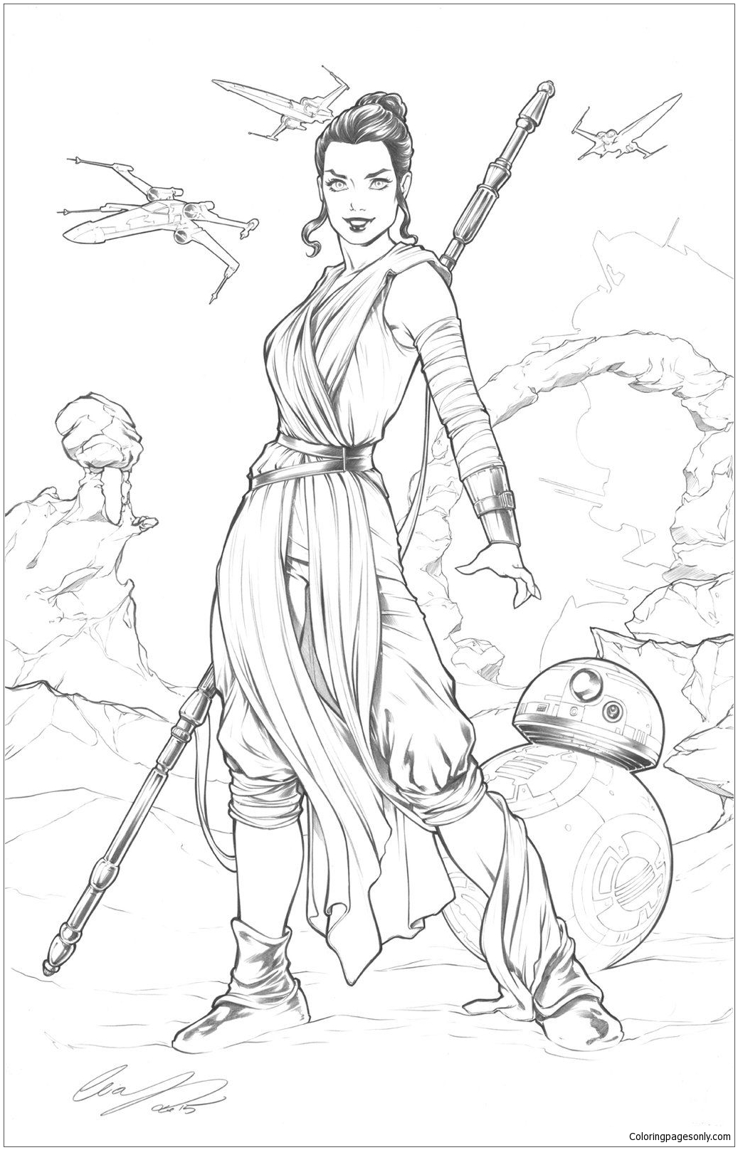 Rey Star Wars Coloring Pages - Cartoons Coloring Pages - Coloring Pages For  Kids And Adults