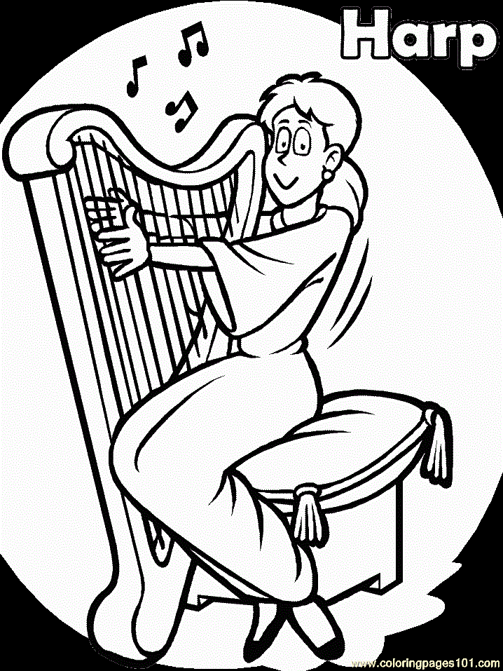 harp Coloring Page for Kids - Free Music Printable Coloring Pages Online  for Kids - ColoringPages101.com | Coloring Pages for Kids