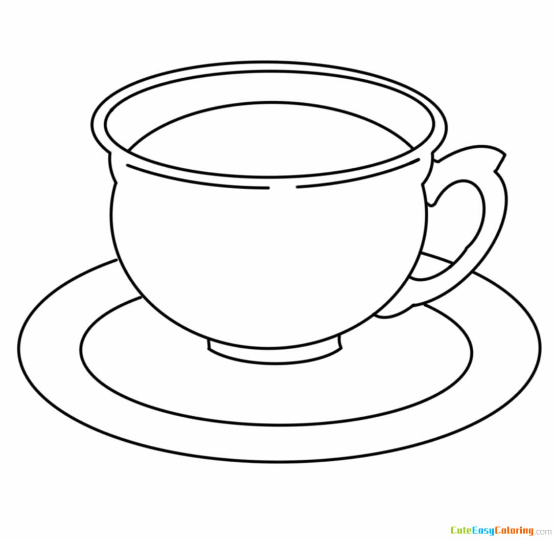 A Cup of Coffee Coloring Page Free Printable for Kids