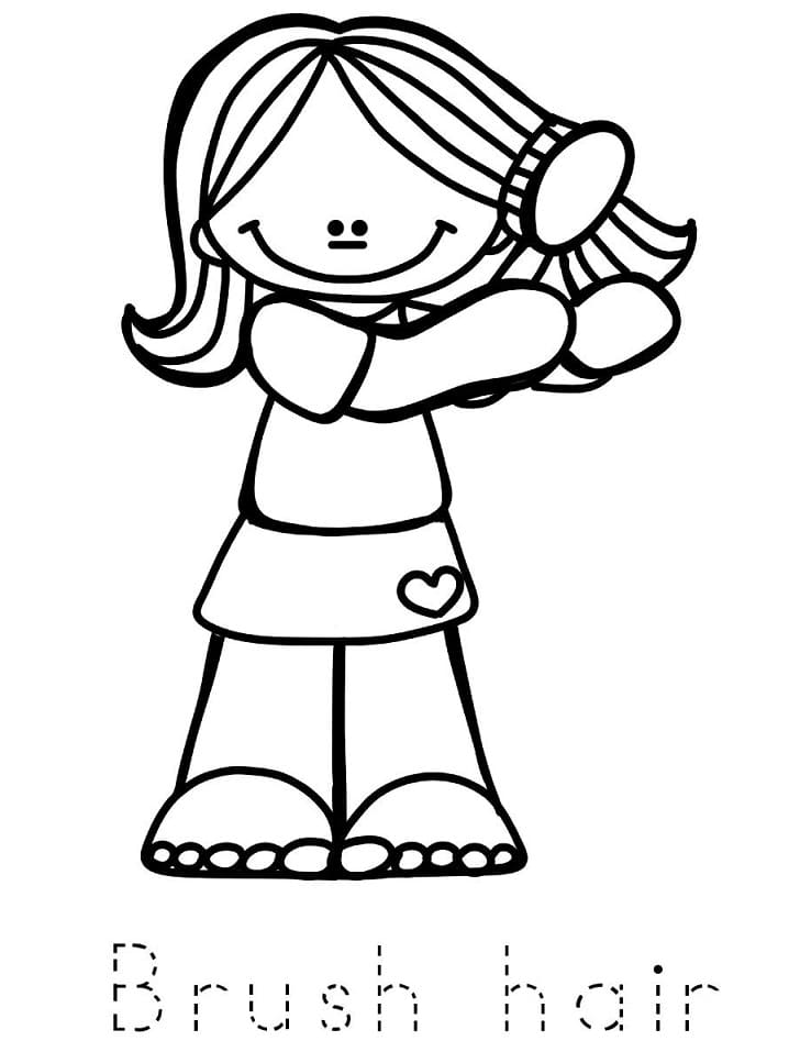 Brush Hair Coloring Page - Free Printable Coloring Pages for Kids