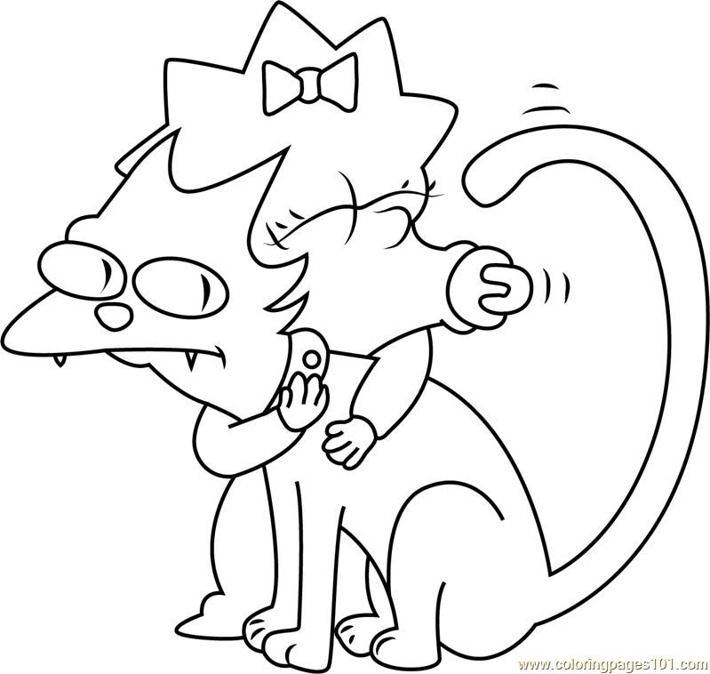 Maggie Simpson Hugs Cat Coloring Page for Kids - Free Maggie Simpson  Printable Coloring Pages Online for Kids - ColoringPages101.com | Coloring  Pages for Kids