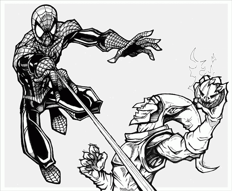 Spiderman Green Goblin Colouring Page