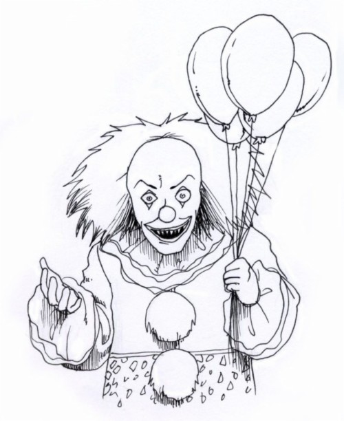 Scary Clown Coloring Pages 2025 With Pennywise The - Creepy Clown ...