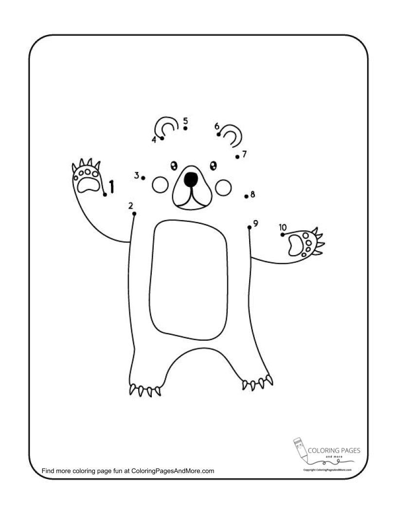 Bear Dot-to-Dot Coloring Page - Coloring Pages and More