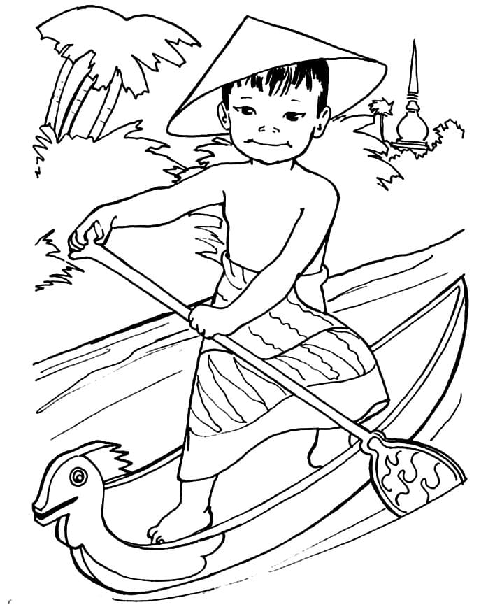 Thailand Kid Coloring Page - Free Printable Coloring Pages for Kids