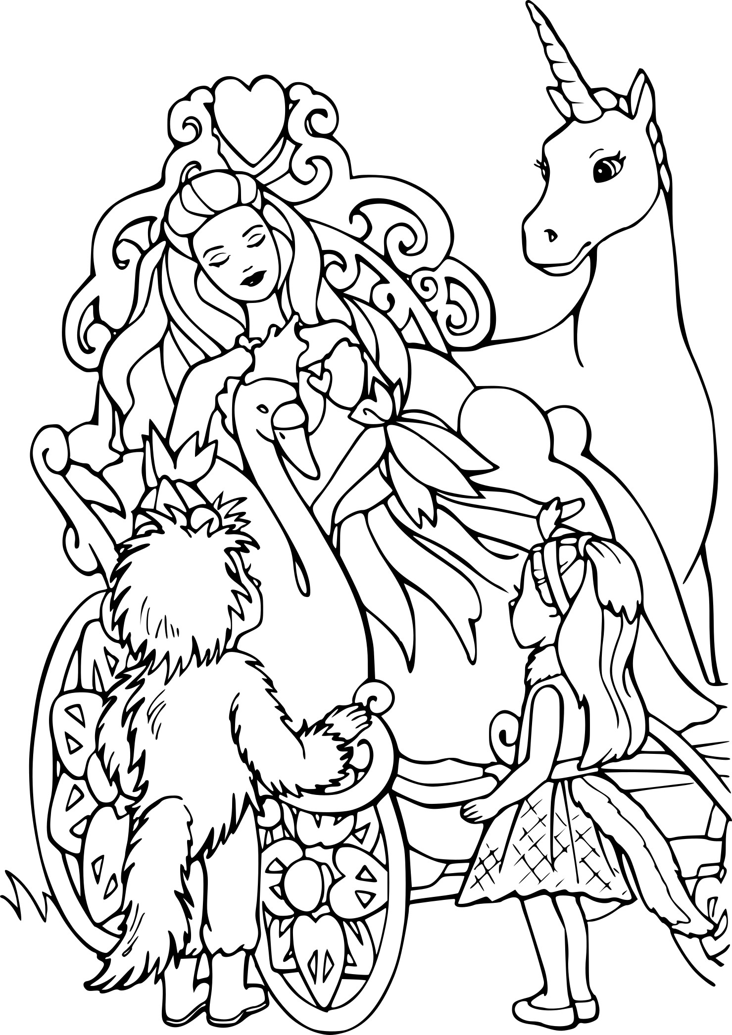 Barbie unicorn with princess Coloring Pages - Barbie Horse Coloring Pages - Coloring  Pages For Kids And Adults
