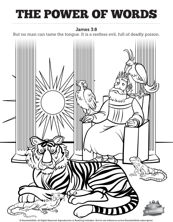 James 3 The Power of Words Sunday School Coloring Pages | Sharefaith Kids