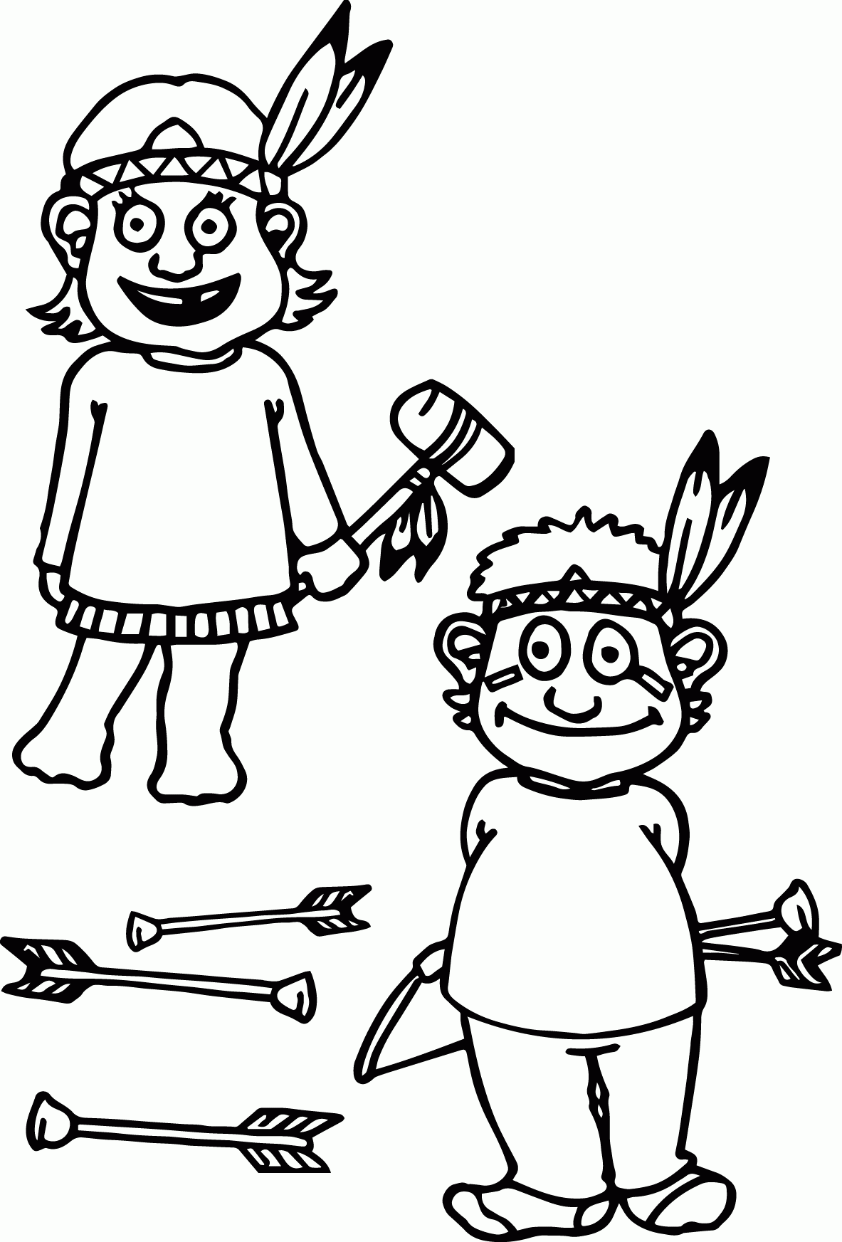 Red Indian Childrens Coloring Page | Wecoloringpage