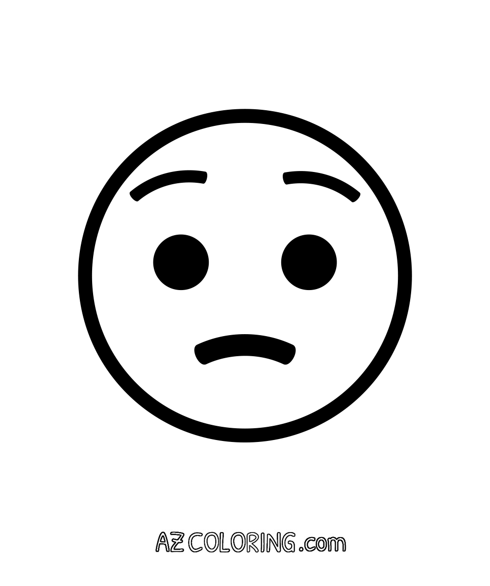 Anguished, Pained Face Emoji Coloring Page