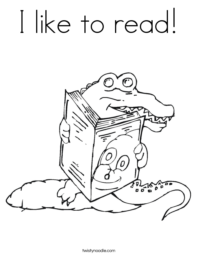 I like to read Coloring Page - Twisty Noodle