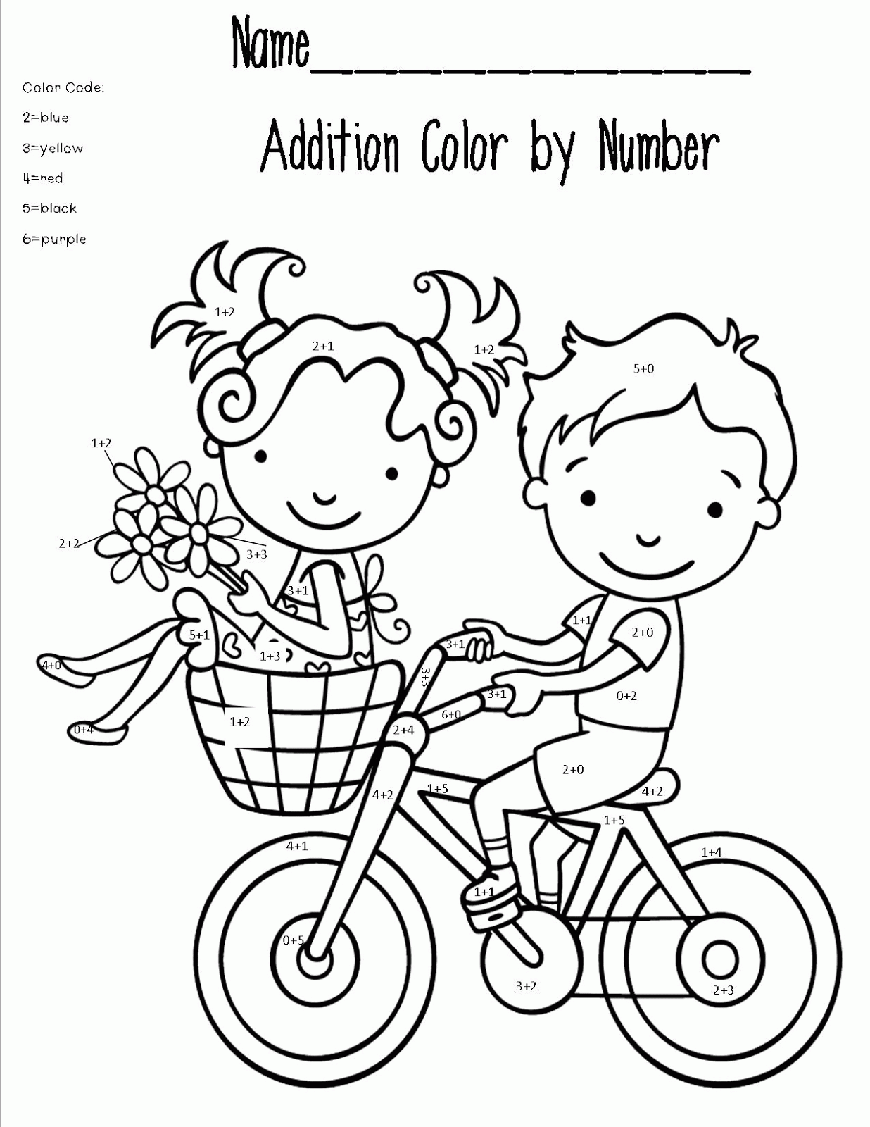 Addition Color By Number - Coloring Home