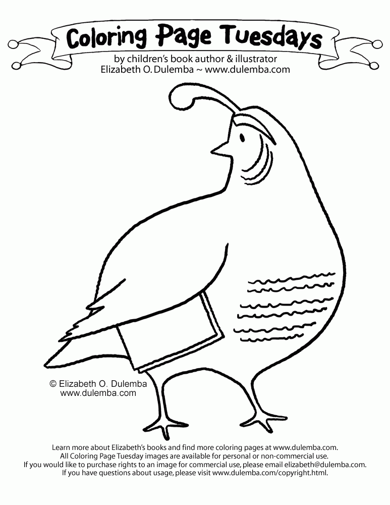 dulemba: Coloring Page Tuesday - Quail!