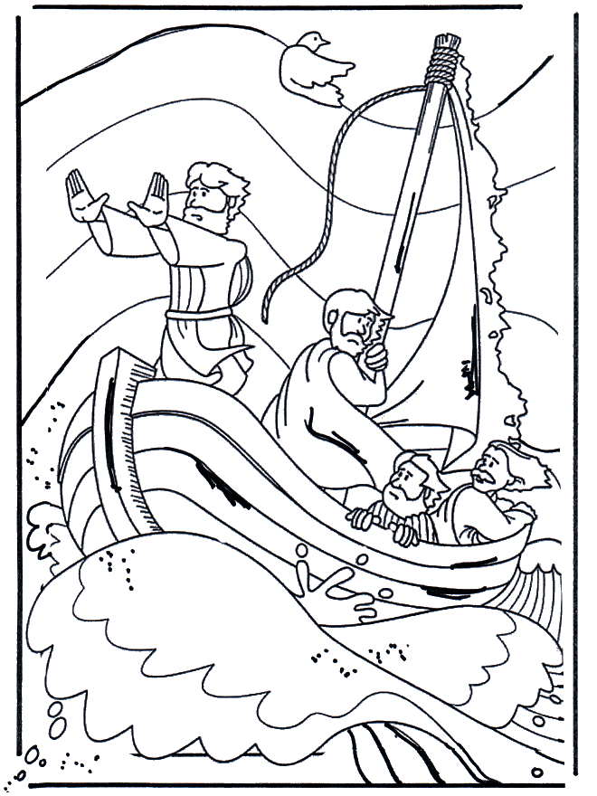 Jesus Calms Storm Coloring Page Sketch Coloring Page